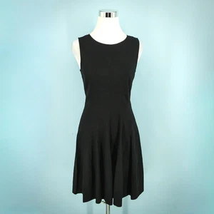 Vestido Theory Talla 4 Negro Tilifi Cuello Redondo Sin Mangas Ajuste Acampanado Lino - Imagen 1 de 7