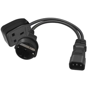 IEC320 C14 to UK 13A + EU4.8mm Power Cord 1 in 2 Out Y-splitter Adapter Line - Picture 1 of 6