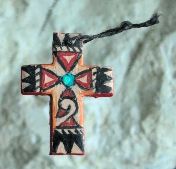 十字吊坠微型十字架或普韦布洛十字架 1: 12 签名 手工制作 西南 — 第 1/4 张图片