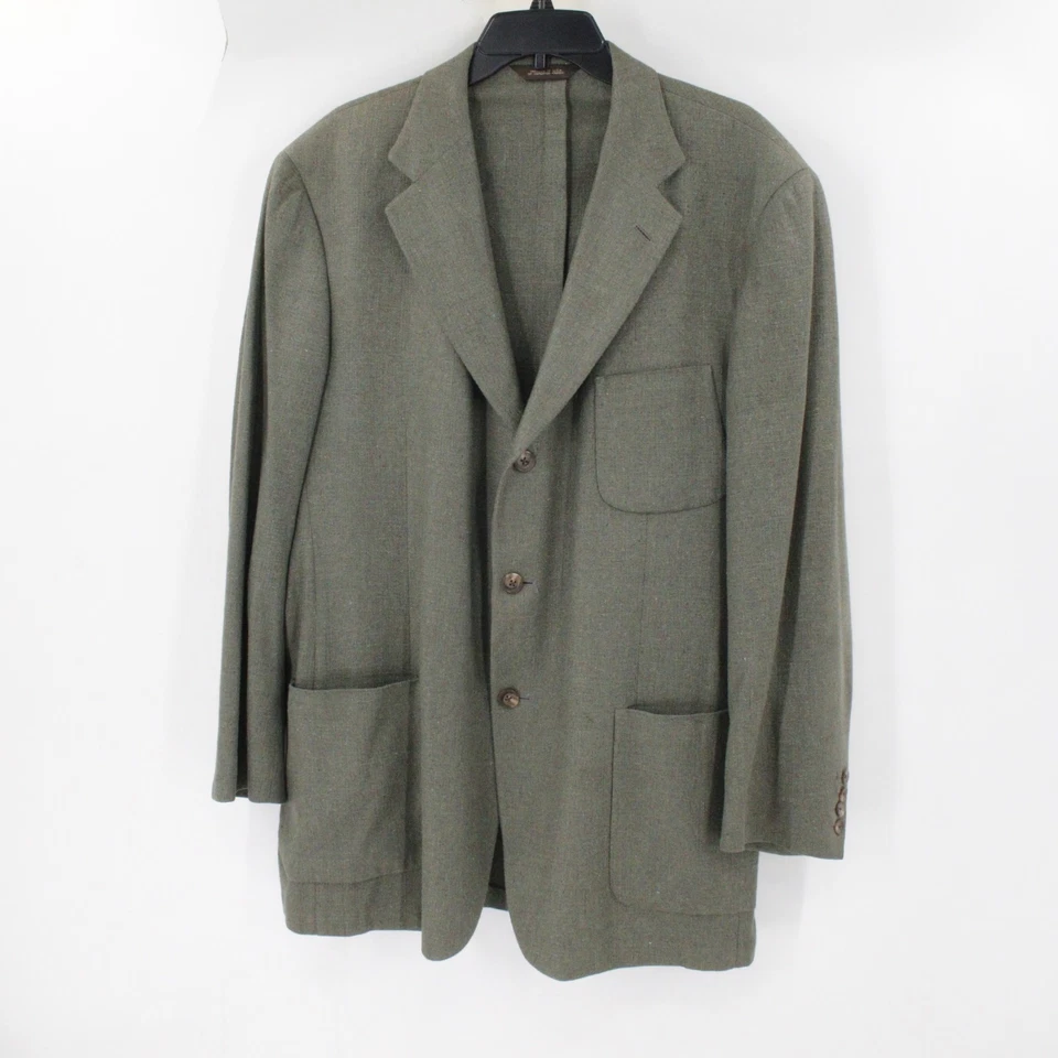 VTG Paul Stuart Sport Coat Mens 44 Medium long Silk Hopsack deconstructed patch - Image 1 of 4