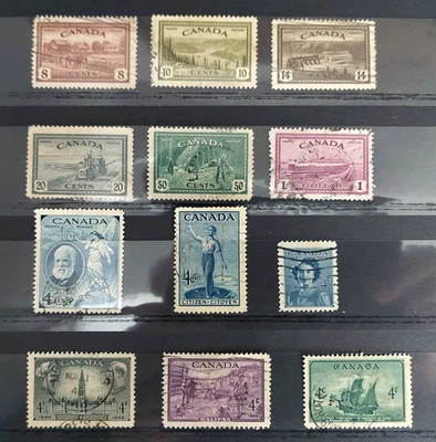 CANADA 1946 - 47, SCOTT # 268-77 & 282-283, Used, F/VF - Image 1 of 2