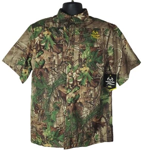 Realtree Mens Hunting Guide Shirt M XtraGreen Camo Short Sleeve Ripstop - Picture 1 of 13