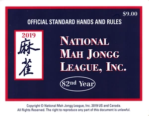 2019 National Mah Jongg Official Hands and Rules Card 82nd Year Large Size - Bild 1 von 1