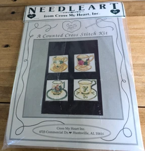 Cross My Heart Needleart - Counted Cross Stitch Kit Tea Cup Sampler with Frames - Picture 1 of 2