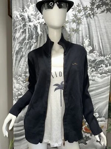 LAUREN RALPH LAUREN BLACK AND GOLD ZIP UP SWEATER CARDIGAN XL - Picture 1 of 8