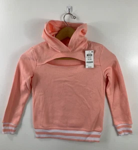 Ideology Girls Sweater Small 7/8 Blush Pink Hoodie Cut Out Long Sleeve NWT - Picture 1 of 6