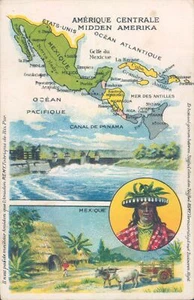 MÉXICO Panamá Mapa Multiview Publicidad Litografía Francesa PC 1910s - Imagen 1 de 2