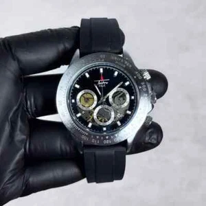 Men’s 42mm Silicone Band Watch Multi-Dial Face Chronograph Quartz Movement - Picture 1 of 10
