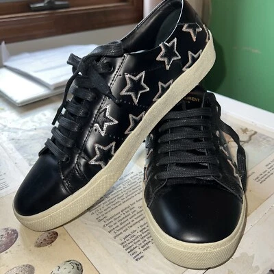 Size 39 St. Laurent Leather Sneakers With Stars - Image 1 of 4