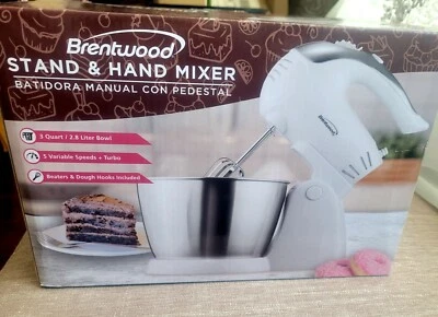 Brentwood SM-1152 Mezclador de pie de 5 velocidades con cuenco, blanco - NUEVO, Foto 1 de 4