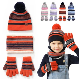 4pcs Kids Winter Warm Hat Gloves Scarf Set Beanie Cap Neck Warmer for Boys Girls - Picture 1 of 38