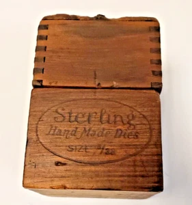 Vintage Sterling Hand Made Dies Wood Storage Box Dove Tail Die Size 3/32nd - Picture 1 of 4