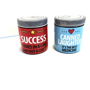 Lorrie Veasey Success Comes In a Can & Canned Laughter Two Ceramic Canister Jars - Picture 1 of 8