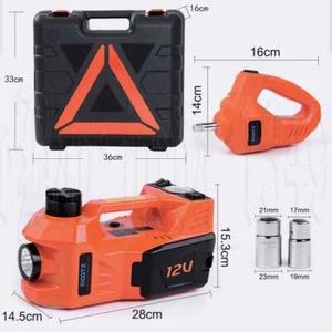 Electric Car Jack Auto Hydraulic Lift 12V DC 5T With Impact Wrench Tool Set Box - Picture 1 of 14
