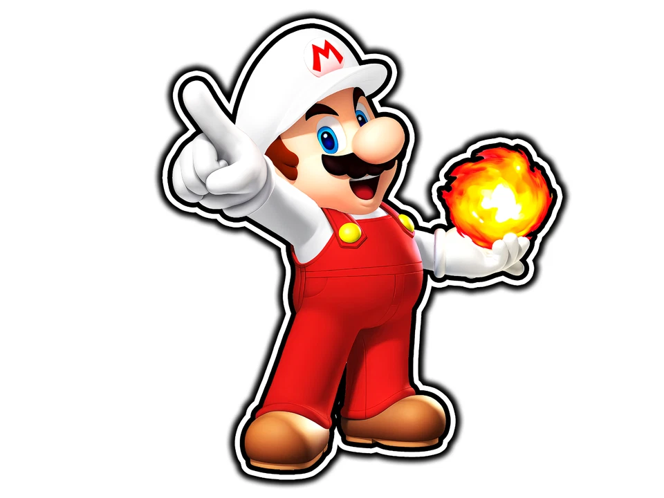 Mario Fire Power Up Mushroom Kingdom Sticker Waterproof Vinyl Decal Die-Cut Car
