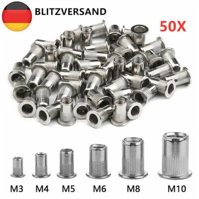 50x Einnietmutter Blindnietmutter Einziehmutter Nietmutter Edelstahl M3-M10 - Bild 1 von 4