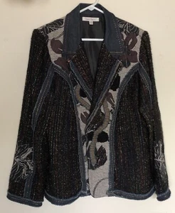 TravelSmith Womens Size XL Tapestry Jacket Blazer hidden inside zipper pockets - Picture 1 of 13