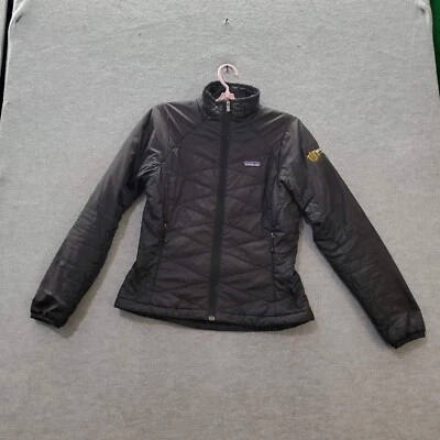 Chaqueta acolchada Patagonia para mujer XS negra cremallera completa cuello falso bolsillos manga larga Foto 1 de 4