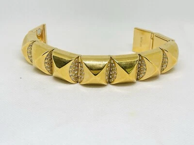 Pulseira CC Skye Golden Nugget Pave banhada a ouro 18K cristais Swarovski serve 7" - Imagem 1 de 4