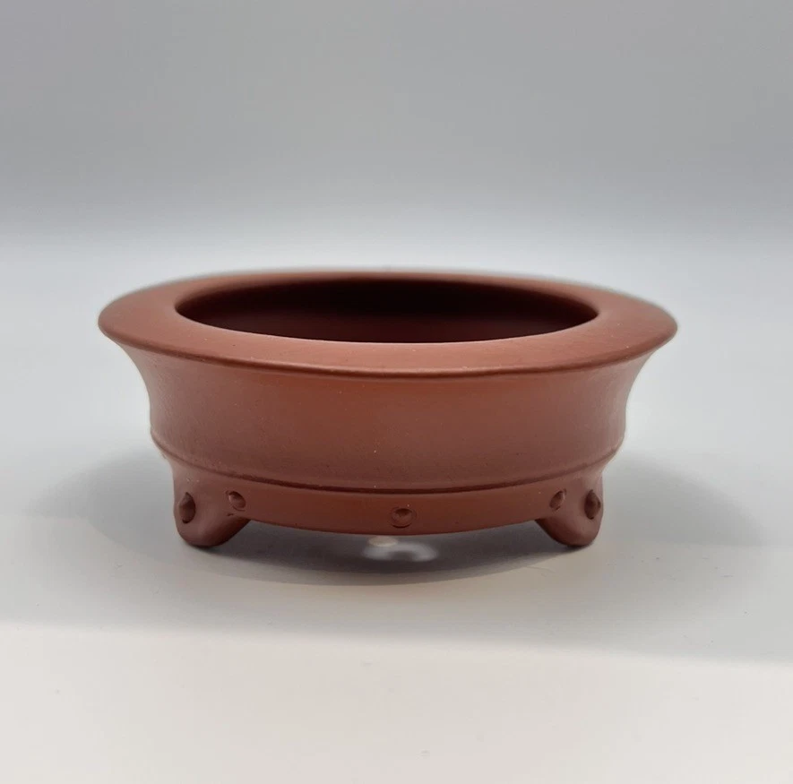 Maceta bonsai redonda sin esmaltar roja arcilla yixing púrpura tamaño mame chino  Foto 1 de 4