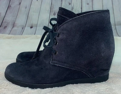 Botas de cuña con cordones de gamuza Milano negras para mujer PRADA talla 39/US 9 Foto 1 de 4