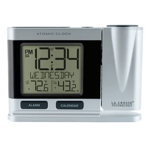 616-12667-INT Silver Atomic Projection Alarm Clock with Temperature - Picture 1 of 6
