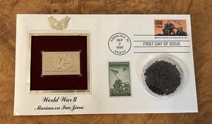 Vintage 1995 Commemorative WWll Flag Raising FDC With Sand From Iwo Jima - Picture 1 of 19
