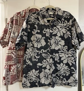 Two (2) Vintage Go Barefoot Hawaiian Aloha Shirts Size XL 100% Cotton Surfer - Picture 1 of 5