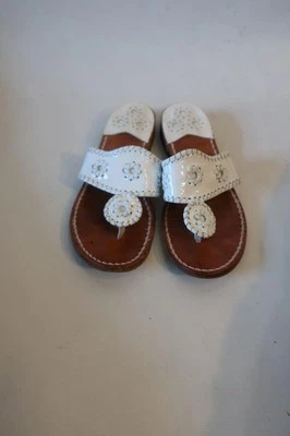 Mujer Jack Rogers Metálico Blanco Charol Sin Cordones Tacón Bajo Tanga Sandalia 6 Foto 1 de 4