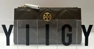 🐼💦 Tory Burch 🐼💦 Willa Envelope Leather Stone Credit Card Wallet 🐼 D33o2 - Picture 1 of 9