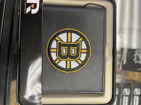 Boston Bruins NHL Hockey Embroidered Black Leather Bi-fold Wallet Cover