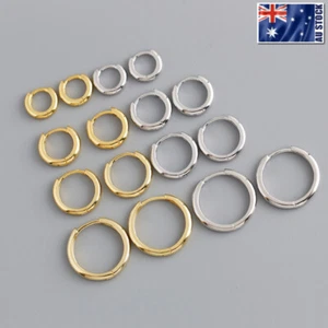 925 Sterling Silver 10mm-18mm Hoop Ring Huggie Earrings Sleeper Ear Piercing NEW - Picture 1 of 25