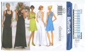 VESTIDO BUTTERICK 5542 MISSES FORRADO LÍNEA A CON VARIACIONES TALLA 12-16 SIN CORTAR 2001 - Imagen 1 de 3