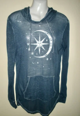 #217 Modern Lux Sudadera con Capucha Astrología Luna Sol Estrellas Humo Azul S Jerry Leigh Foto 1 de 4
