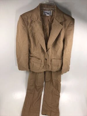VTG BOBBIE BROOKS Skirt & Pant Suit High Waist Retro Tan Wool Blend Size 7/8 - Image 1 of 4