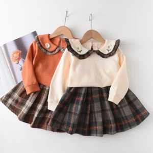 Kids Toddler Baby Girl Winter Outfit Set Ribbed Knit Mini Skirt Fall Clothes Set - Picture 1 of 14