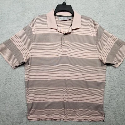 Camisa Polo Ashworth Para Hombre Grande Rosa Melocotón Rayas Manga Corta Golf - DEFECTUOSA Foto 1 de 4