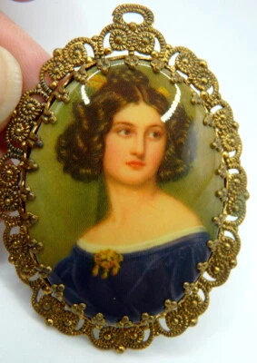 FOTO antiga de porcelana alemã em moldura Fili casa de bonecas miniatura 1:12 - Imagem 1 de 4