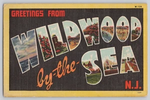 Postal Carta Grande Saludos Desde Wildwood by the Sea NJ - Imagen 1 de 3
