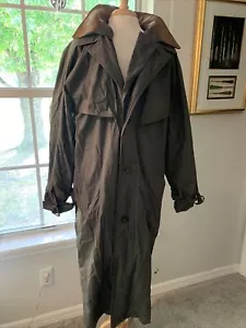 DESIGNER Herren HIGHWAYMAN TRENCHCOAT OLEG CASSINI 40 R Khaki Leder SELTEN Vintage - Bild 1 von 17