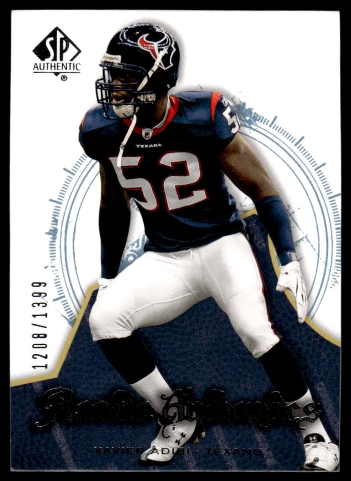 2008 SP Authentic Xavier Adibi Rookie 1208/1399 Houston Texans #158 R83 - Image 1 of 2