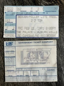 ZZ TOP Ticket Stub 1983 1991 Concert Tour 2pc Lot MICHIGAN Joe Louis Palace - Picture 1 of 2