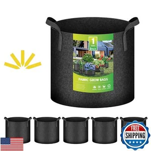 YSSOA 5-Pack 1 Gallon Grow Bags Heavy Duty Thickened Nonwoven Aeration Fabric - Picture 1 of 5