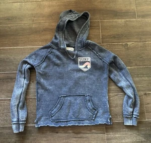 Surf Style Blue Gray Hoodie SweatShirt Youth Girls Side Medium Sweater - Picture 1 of 8