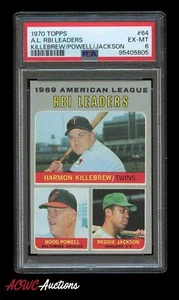 1970 Topps #64 AL RBI Leaders PSA 6 (EX-MT) Reggie Jackson Harmon Killebrew - Picture 1 of 2