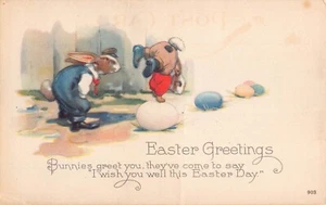 Anthropomorphic Easter Rabbits Dressed in Suits Playing a Game - Bild 1 von 2