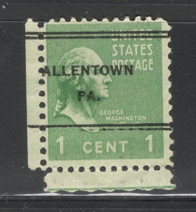 Sc # 804 ~ 1 cent Washington Issue, Precancel, DLE ALLENTOWN PA. - Image 1 of 1