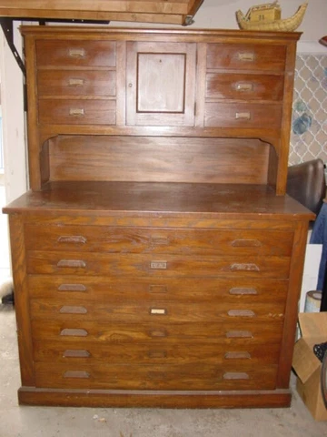 Large Craftsman Oak Document Chest of Drawers Cover