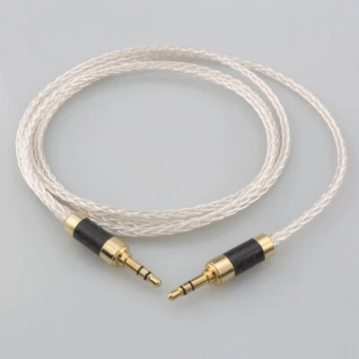OCC with Copper Silver Plated 3.5mm Male to Male 8 Cores HiFi Audio AUX Cable - Image 1 of 4
