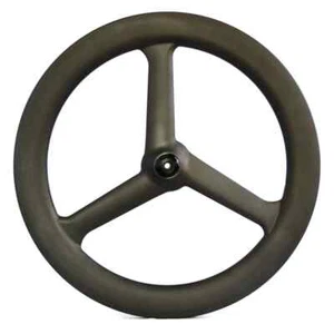 3 Spoke Carbon Wheel 70mm Clincher Tubular for Road/Track/Triathlon/TT Tubeless - Picture 1 of 6